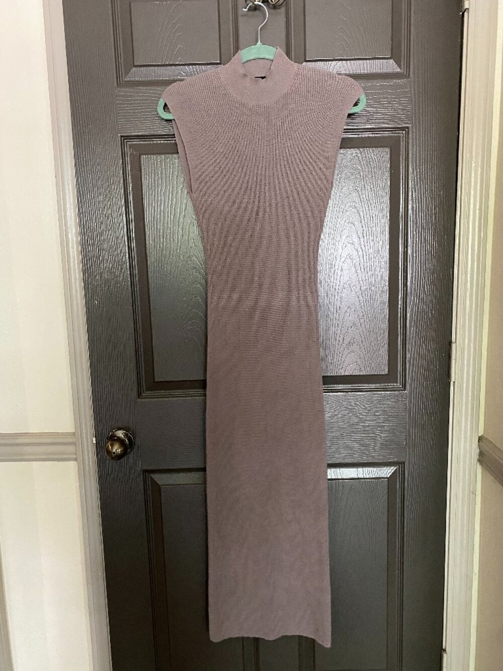 Wilfred Aritzia Knit Midi Dress Brown Sleeveless Mock Neck Small